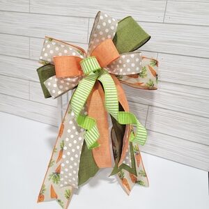 Spring Bow | Door Swag Or Mailbox bow | Tree Topper Bow | Easter Carrot Bow